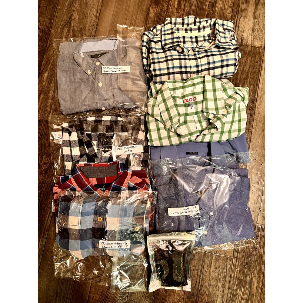 Mens Dress Shirt 9 Piece Bundle Medium
